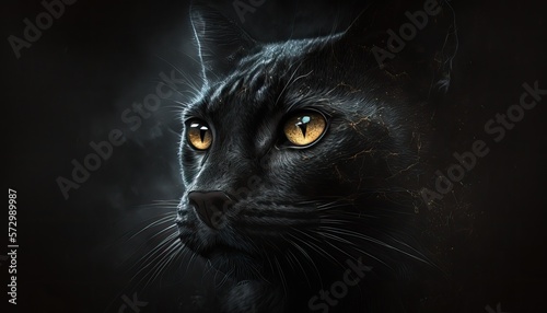Dark Black Cat on a Dark Background Wallpaper, Art, Bokeh, Focus