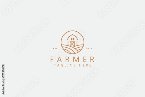 Barn Rural Farm Agriculture Countryside Logo Template Simple Outline Concept