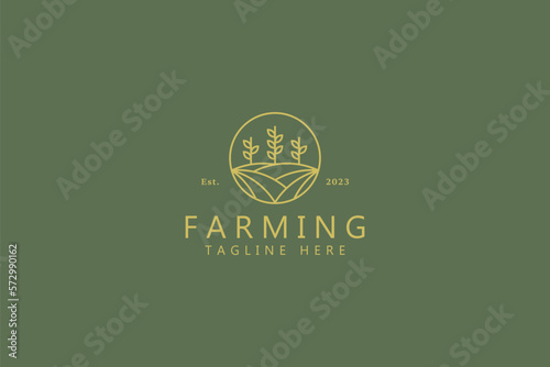 Farm Agriculture Wheat Organic Plant Industry Business Logo Template