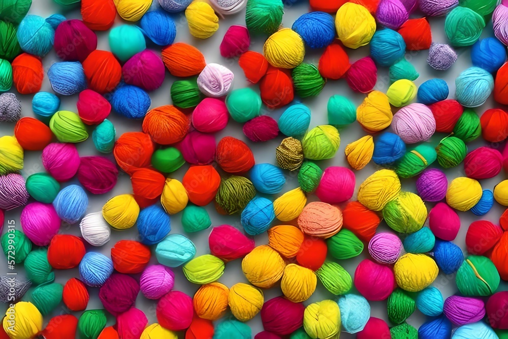 Bunte Strickherzen Aus Wolle. Generative AI Bunte Strickherzen Aus Wolle. Generative AI