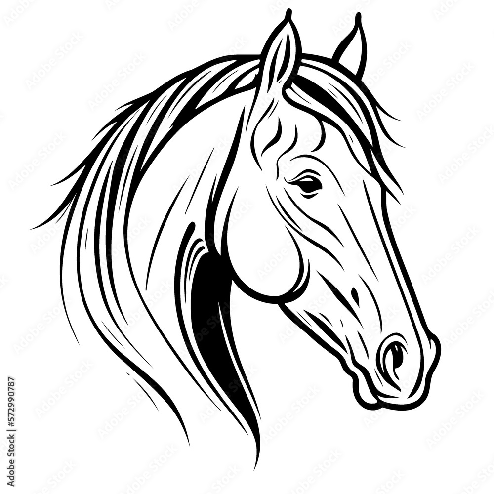 equine horse animal head created with Generative AI technology
