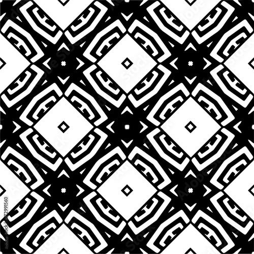 Vector geometric seamless pattern. Minimal ornamental background with abstract shapes. Black and white texture. Simple abstract ornament background. Dark repeat design for decor, fabric, cloth.