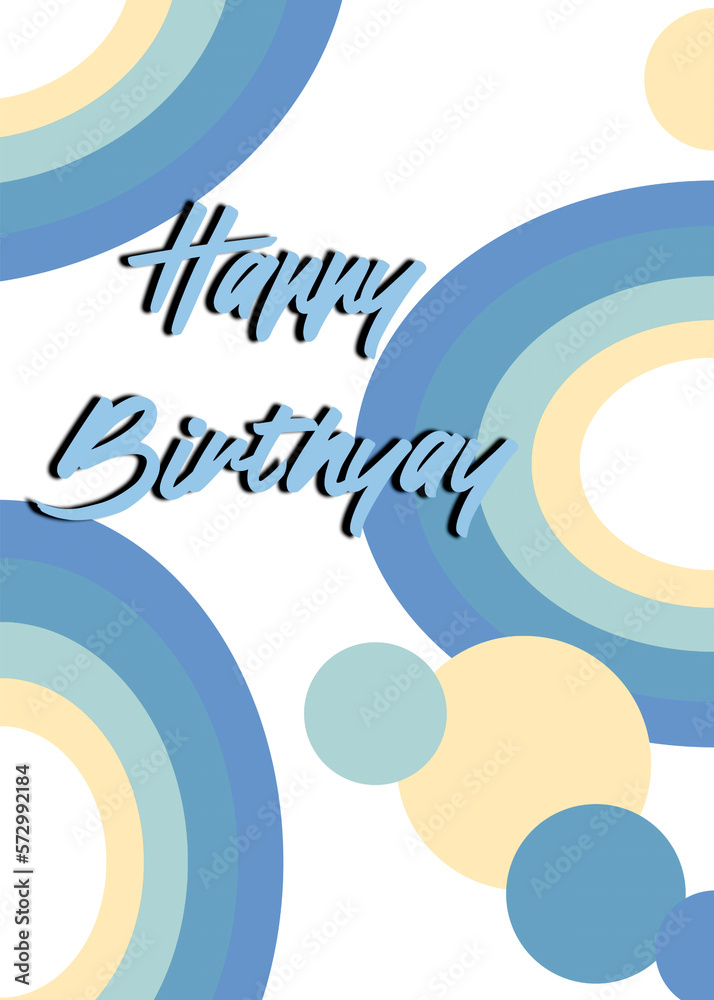 Colorful Retro Happy Birthday Card, Geometric Abstract Illustration Invitation Colorful Retro Happy Birthday Card, Geometric Abstract Illustration Invitation