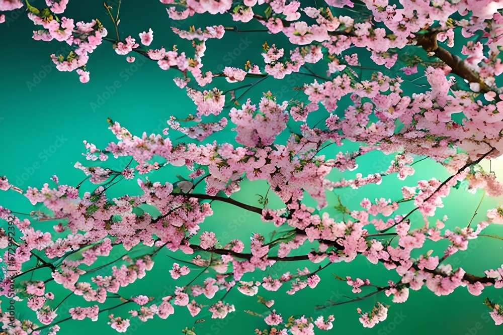 Floral Flower Spring Abstract Background Of Cherry Blossom Flower In Spring Season In Japan . Sublime Image . Generative AI