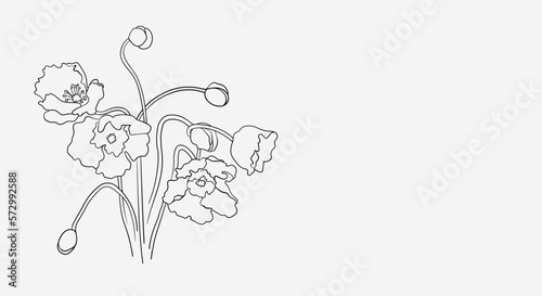 Flower bouquet line drawing. Botanical illustration for card design. Floral Outline Vector illustration