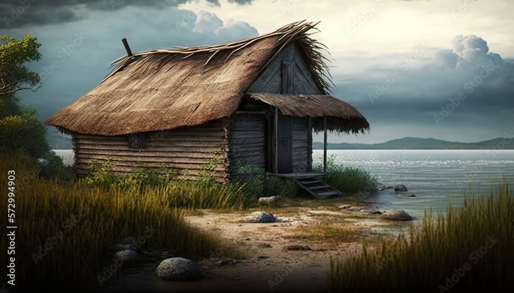 Pleasant, beautiful landscape with a house Pleasant, beautiful landscape with a house