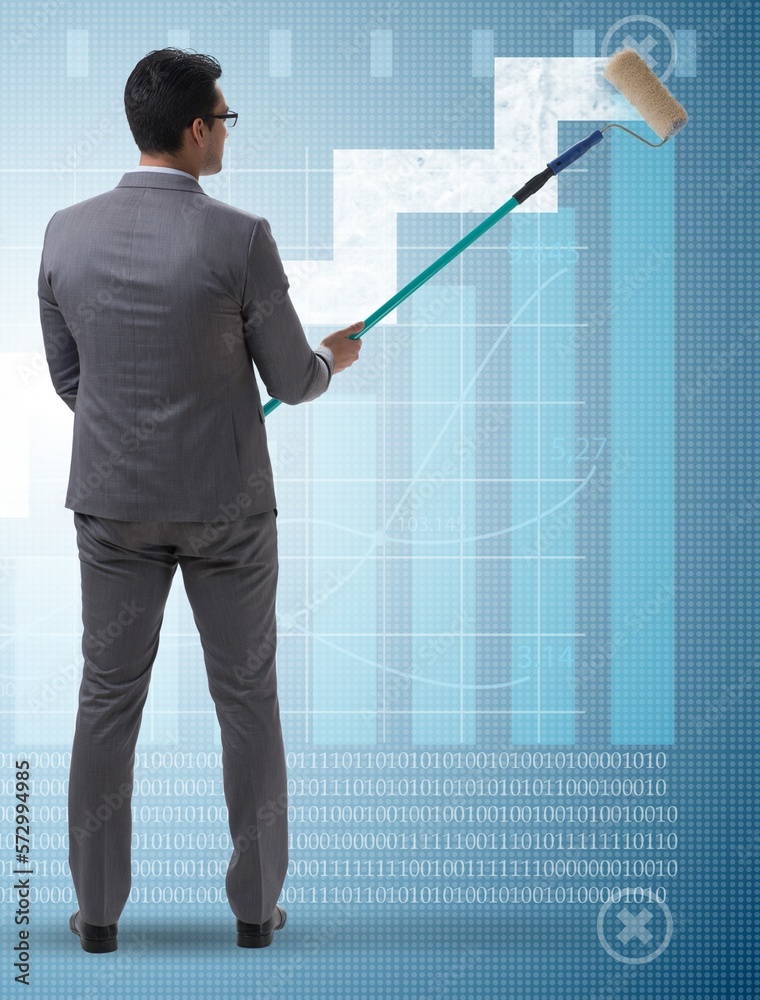 Businessman in financial forecasting business concept Businessman in financial forecasting business concept