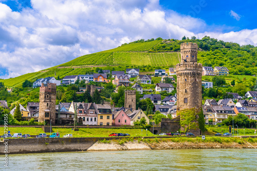 Bull Tower Ochsenturm near Rhein Rhine river in Loreley Lorelei, Oberwesel, Rhein-Lahn-Kreis, Rhineland-Palatinate, Rheinland-Pfalz, Germany