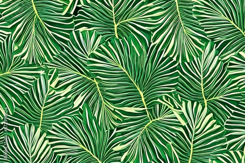 Plant Leaves Background. Floral Tropical Pattern For Wallpaper. . Generative AI © Pixel Matrix