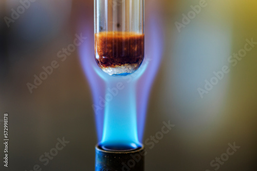 Combustion reaction of sucrose. At the later stage of combustion.