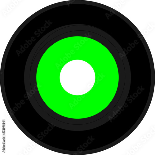 vinyl record vintage analog music recording medium with lime green label
