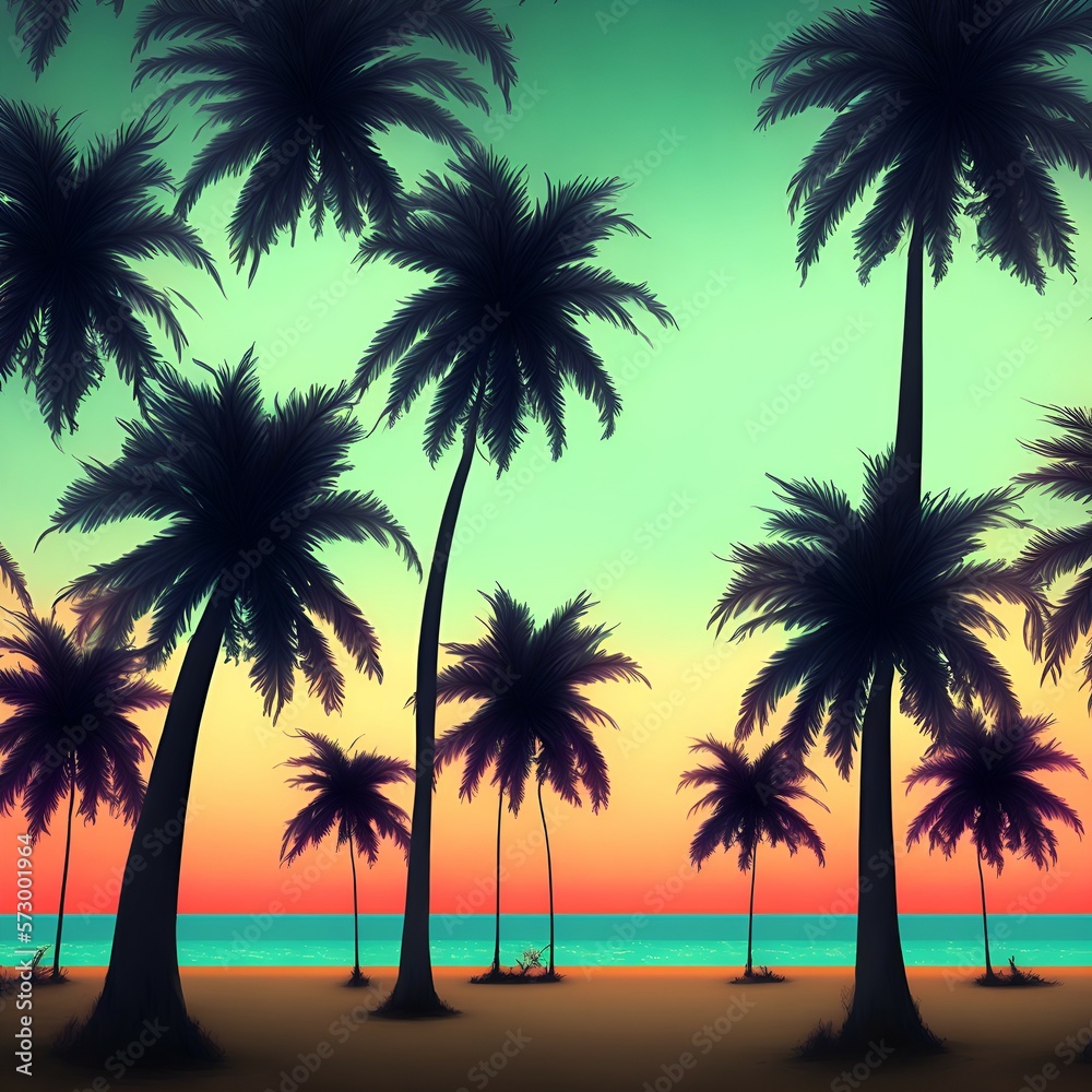 sunset on the beach | palm trees