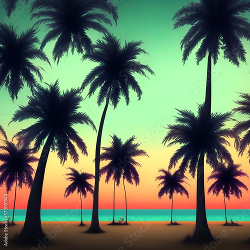 sunset on the beach   palm trees