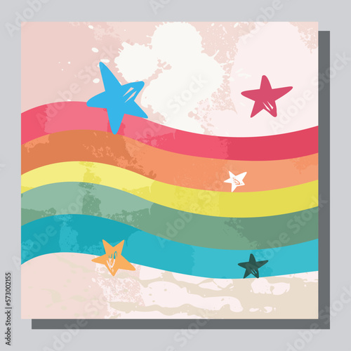 Hand drawn rainbow. Creative Scandinavian kids texture for fabric, wrapping, textile, wallpaper, apparel. Watercolor illustration.
