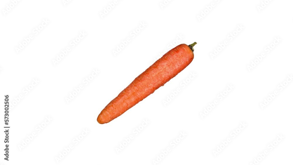 Delicious large sweet orange carrot without leaves and small peduncle cleaned from dirt on white background at bright light Delicious large sweet orange carrot without leaves and small peduncle cleaned from dirt on white background at bright light