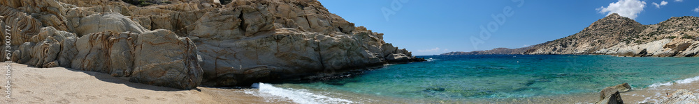 The beautiful turquoise dream sandy beach of Sapounohoma in Ios Greece The beautiful turquoise dream sandy beach of Sapounohoma in Ios Greece
