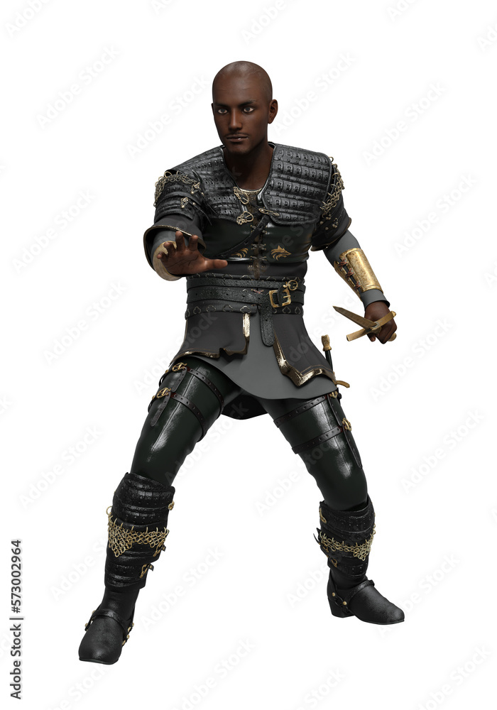 3d rendering illustration fantasy black man soldier isolated