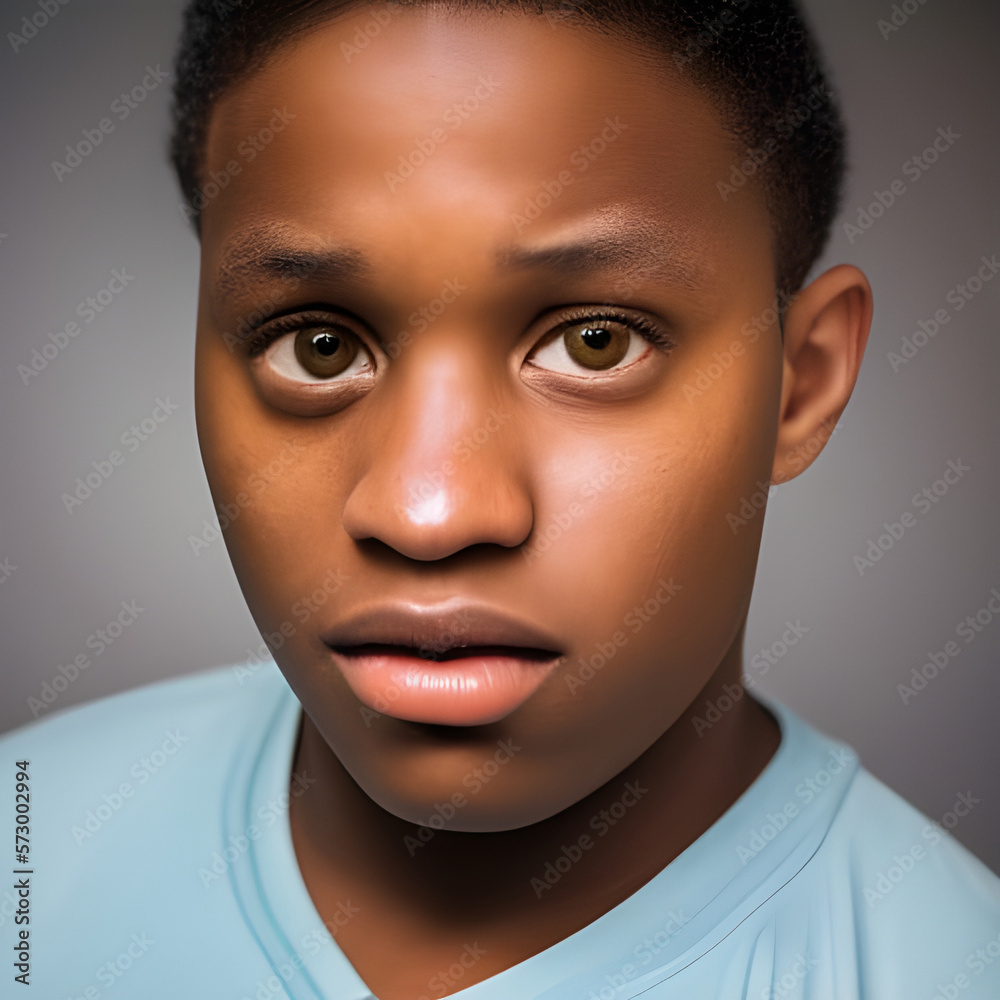 AI generative illustration of apprehensive Africa-American teenage boy. AI generative illustration of apprehensive Africa-American teenage boy.