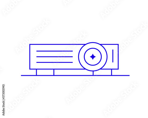 Isolated Concept of projector in a flat style. Work thin line icon. Office editable stroke icon. Vector illustration 