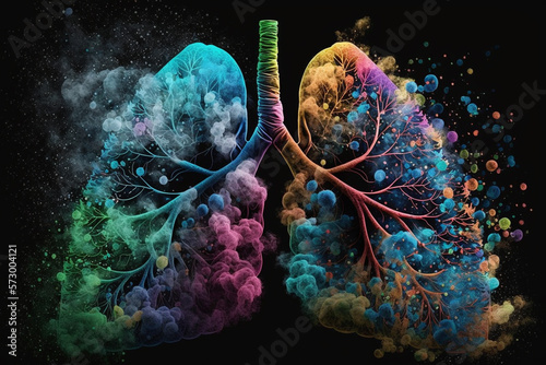 Breathing Easy: An Illustration of Healthy Lungs in vibrant colors. Ai generated.