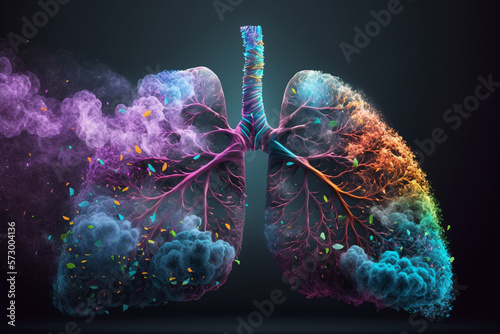 Breathing Easy: An Illustration of Healthy Lungs in vibrant colors. Ai generated.