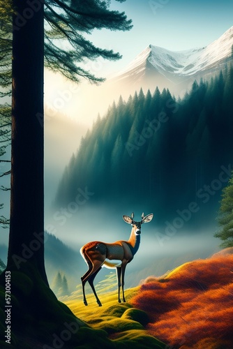 deer in the mountains digital art © sabbir