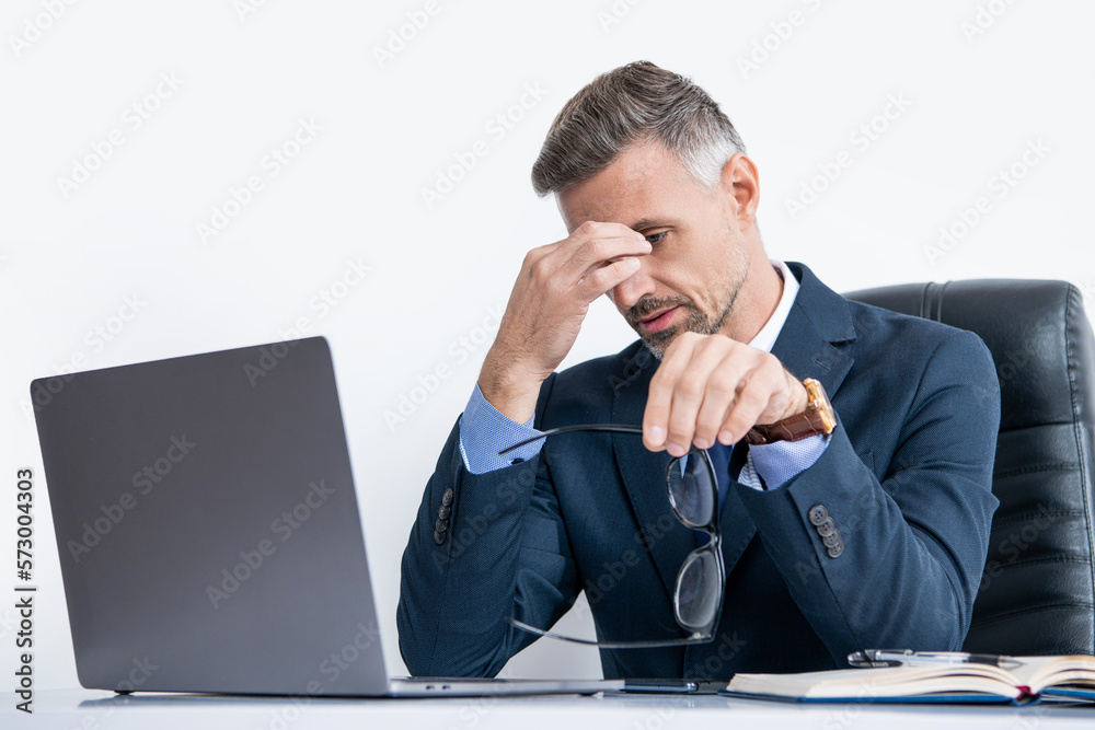 mature overworked entrepreneur sitting in business office mature overworked entrepreneur sitting in business office