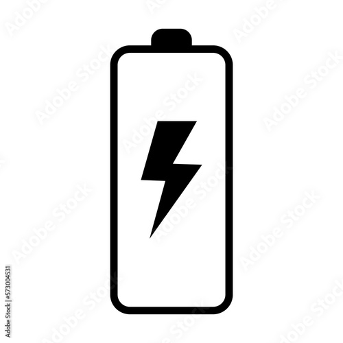 Battery icon with lightning bolt sign. Battery charging icon with lightning bolt symbol.