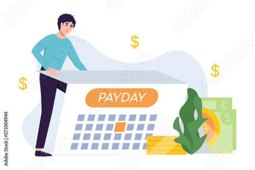 Payday loan time calendar concept. Monthly payment vector illustration.