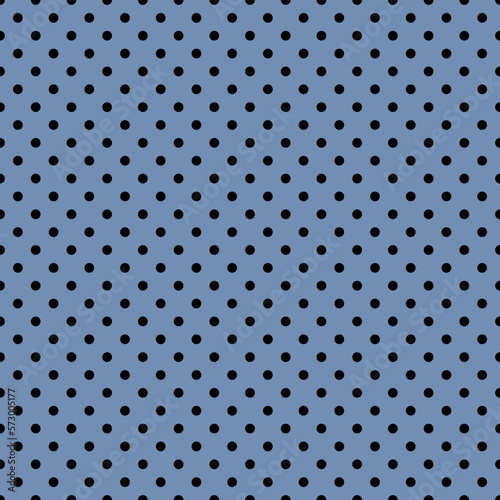 Seamless pattern in retro style. Abstract vintage pattern with black small polka dots on a blue background for textile, wrapping paper, banners, print, packaging and other design. Vector illustration