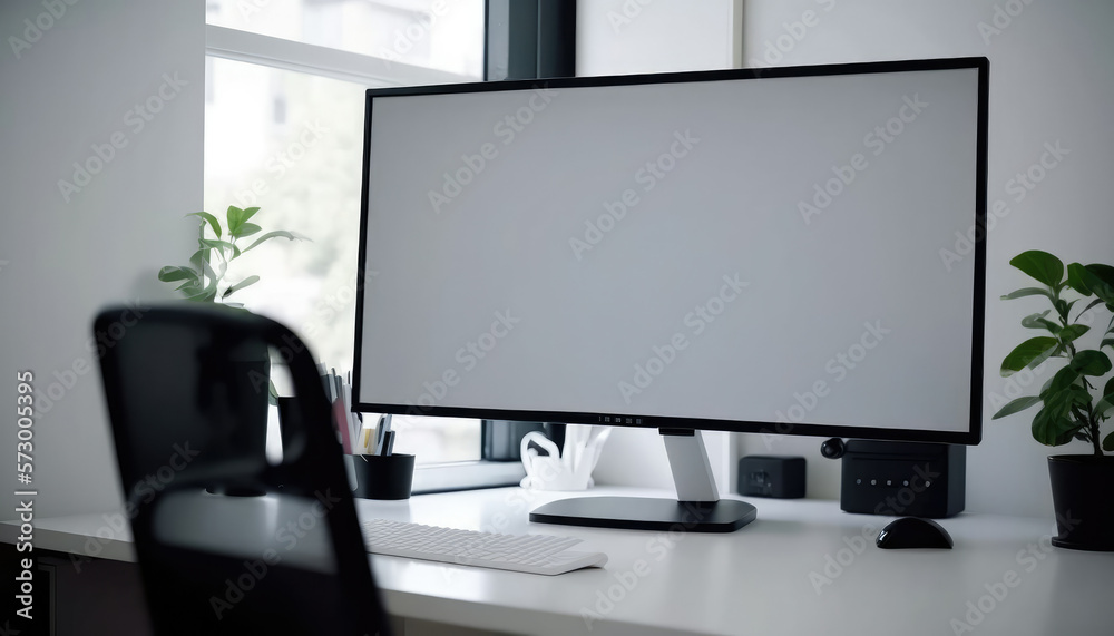 shot of a desktop computer in a creative modern office. generative AI. shot of a desktop computer in a creative modern office. generative AI.