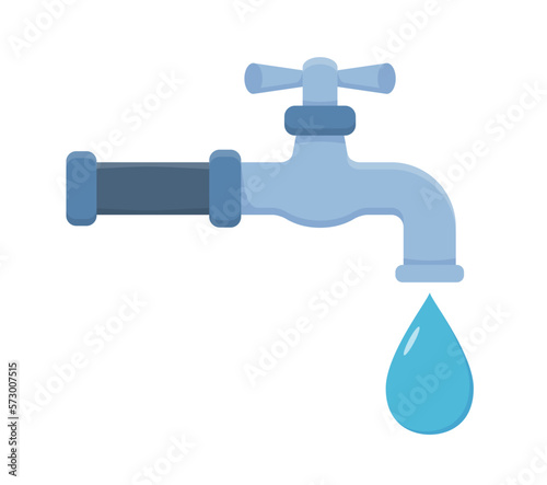 Tap with water drop on white background