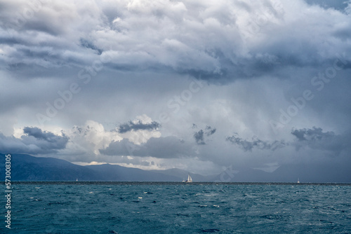 beautiful clouds in the sea, yachting