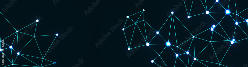 Abstract plexus big data background with dots connecting network of node on. a dark color with neon blue. Abstract plexus big data background with dots connecting network of node on. a dark color with neon blue.