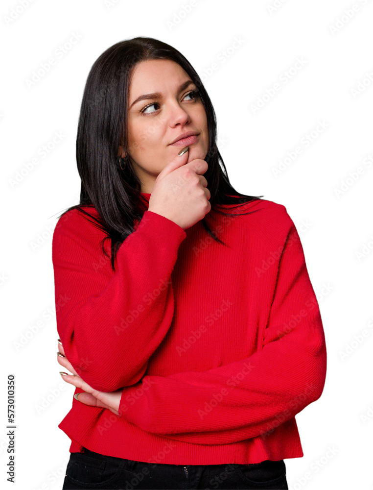 Young caucasian woman isolated looking sideways with doubtful and skeptical expression. Young caucasian woman isolated looking sideways with doubtful and skeptical expression.