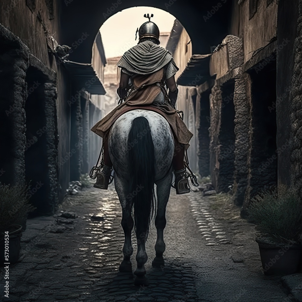 Obraz na plátně Generative ai roman soldier on a horse