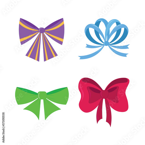 Collection of vector bows for clothes and for decorating gifts.