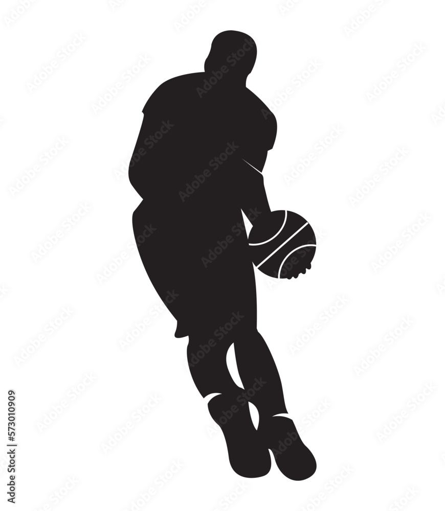 Silhouette of basketball player.