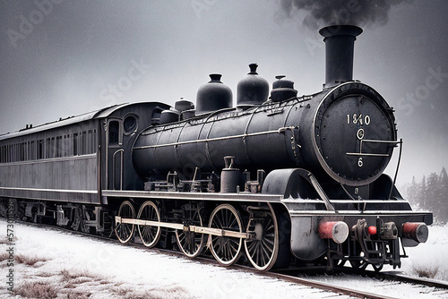 An Old Train In Snow