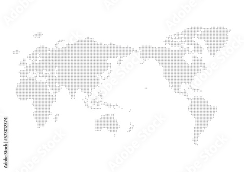 グレーの世界地図 - シンプルな丸いドットのワールドマップ 