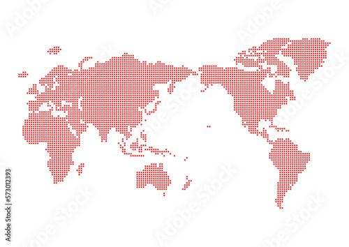 赤い世界地図 - 角が丸い四角で作ったドットのワールドマップ - グローバルのイメージ素材 