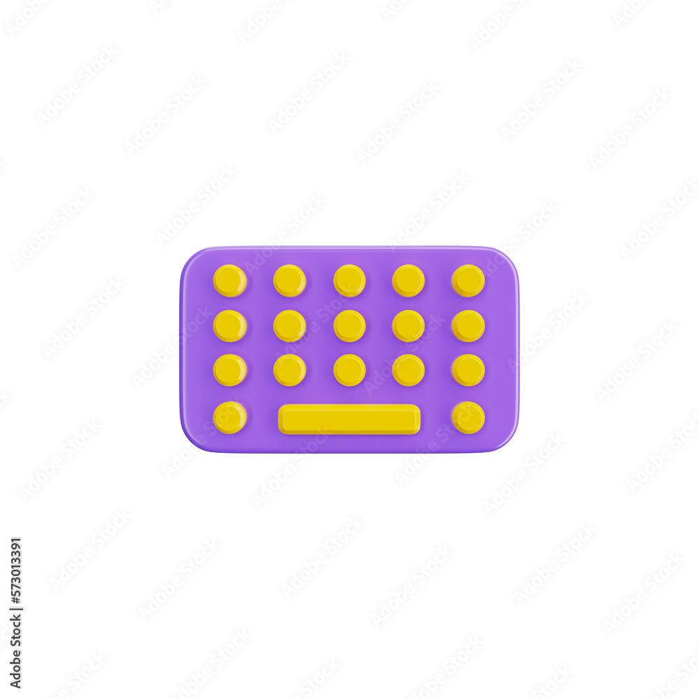 Kayboard  3d icon and symbol in white background. Modern and minimalistic design. Colorful 3D Rendered Illustration.