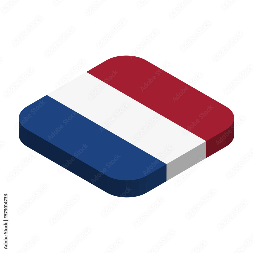 Netherlands flag - 3D isometric square flag with rounded corners. Netherlands flag - 3D isometric square flag with rounded corners.