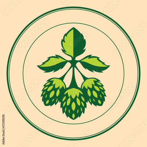 Hops plant and hop leaves isolated on brown background