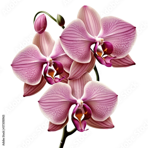 Pink  Yellow  Orchid Bloom  Full-Color Illustration  Transparent Background  PNG  Generative AI