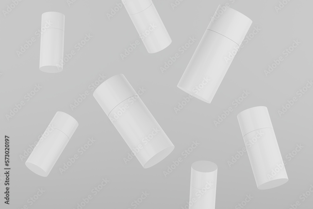 White Plastic Spray Deodorant Multiple Floating Bottle Mockup. 3D Rendering White Plastic Spray Deodorant Multiple Floating Bottle Mockup. 3D Rendering