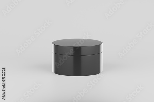 Black Plastic Cosmetic Multiple Jars Mockup. 3D Illustration