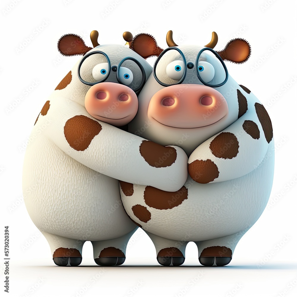 Naklejka premium a couple of two little cows with glasses