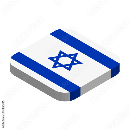 Israel flag - 3D isometric square flag with rounded corners.