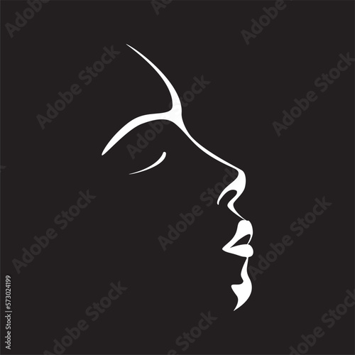 Human gender neutral profile in black and white. Vector illustration.